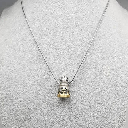 Tibetan Lucky Charm, Unique Mandala Conch Pattern,Silver Seal Pendant - Tibetan Buddhist art, view 8