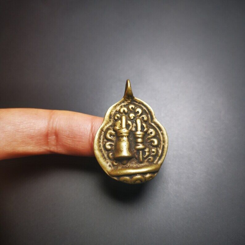 Buddhist Amulet,vajra (club) and tribu (bell) Pendant