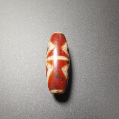 Gandhanra Ancient Tibetan Fire Agate vajra Dzi Bead,1.58" * 0.55",Zee Bead