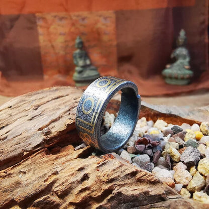 Tibetan Ring,Dzi Totem Ring 0.95"