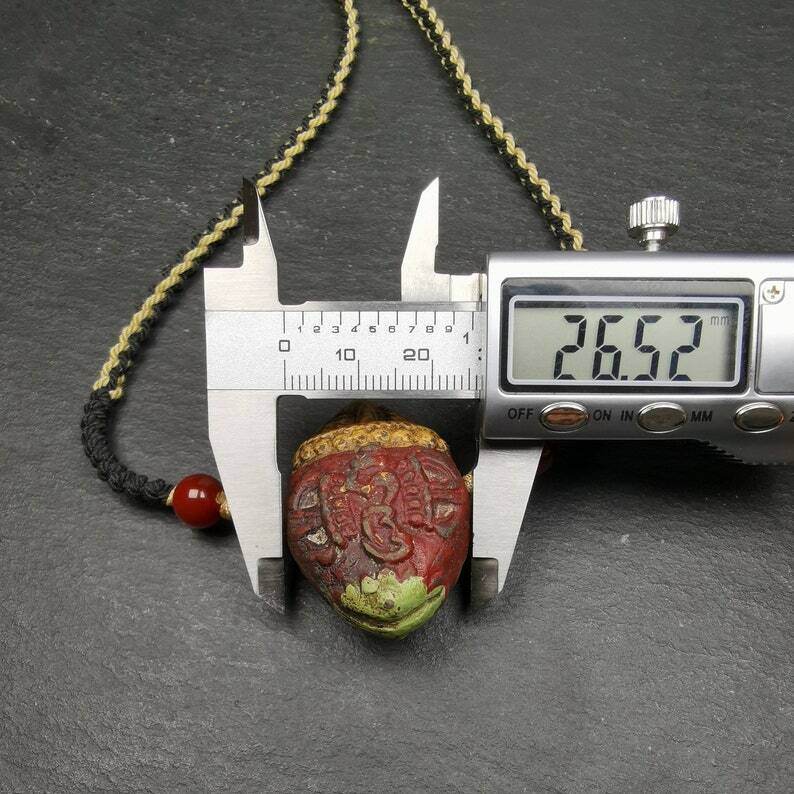 Tibetan Stupa Tsa Tsa Amulet, Double-sided Vajra and Bodhi Leaf Shape Pendant - Tibetan Buddhist amulet, view 9