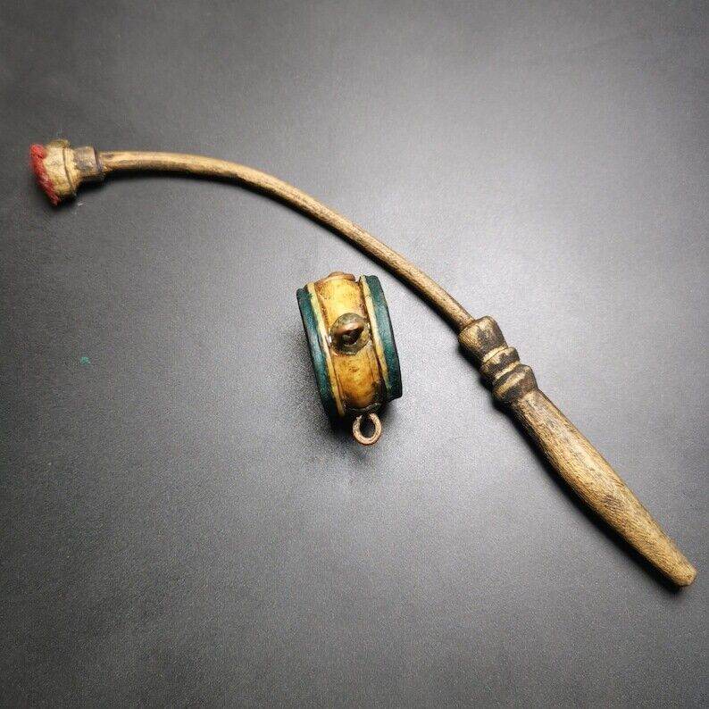 Buddhist Yak Bone Carved Damaru Drum,Mini Chod Drum - Tibetan Buddhist art, view 4