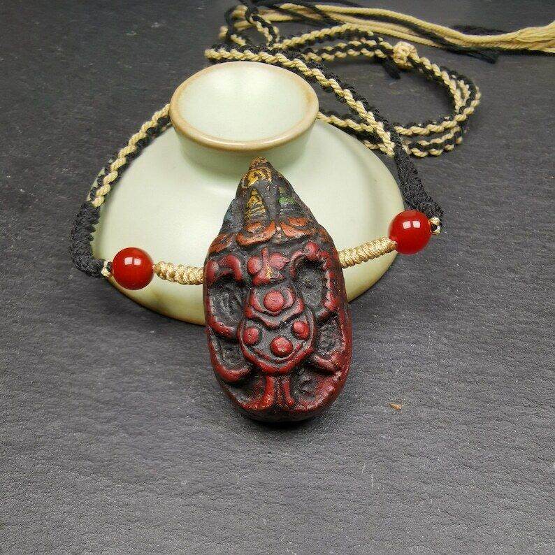 Old Tibetan Tsa Tsa Amulet, Scorpion Guru of Padmasambhava,Scorpion Terma Amulet - Tibetan tsa tsa mold, view 5