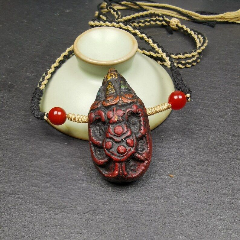 Old Tibetan Tsa Tsa Amulet, Scorpion Guru of Padmasambhava,Scorpion Terma Amulet