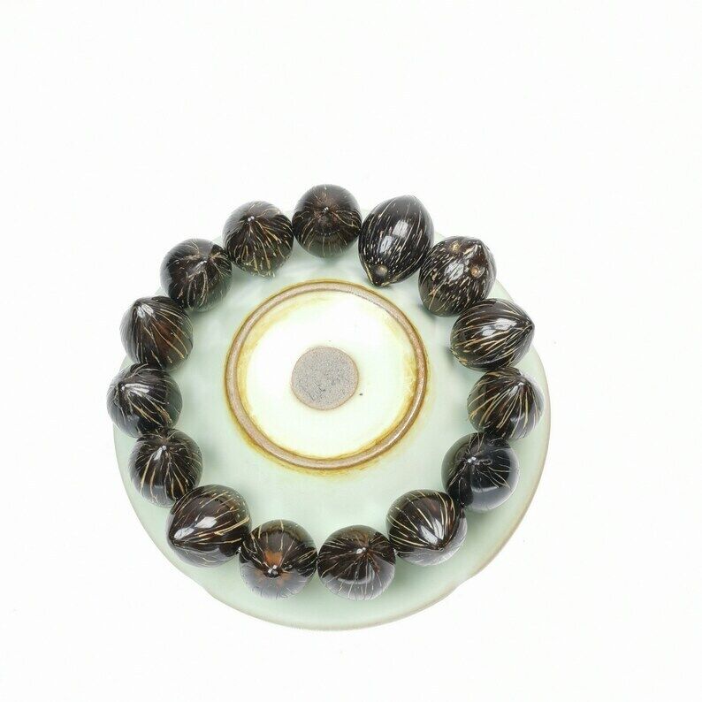Tibetan Wrist Mala,Lucky Rat Beads,Plam Seed Bead Bracelet Prayer Bead,9" Length - Tibetan Buddhist mala beads, view 5