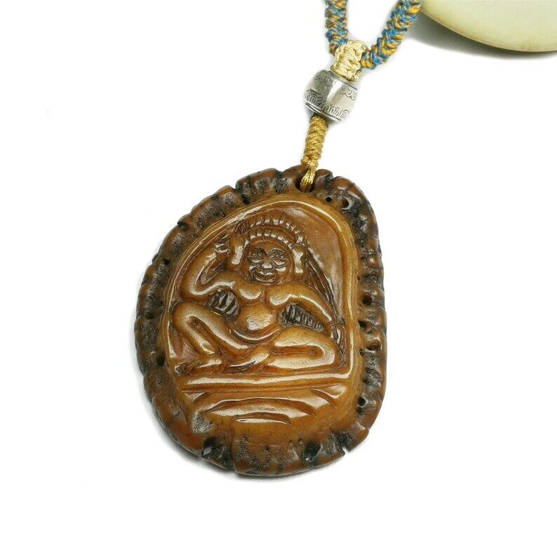 Yak Bone Carved Amulet, 2.28"×1.73"