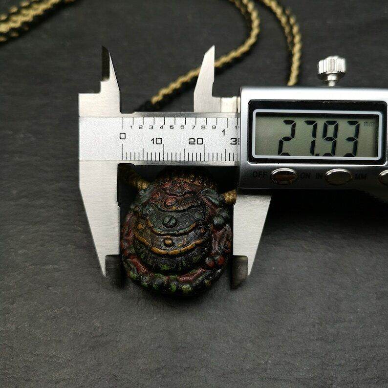 Old Tibetan Tsa Tsa Amulet, Scorpion Guru of Padmasambhava,Scorpion Terma Amulet - Tibetan tsa tsa mold, size reference