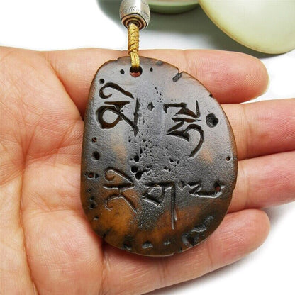 Yak Bone Carved Amulet, 2.28"×1.73"