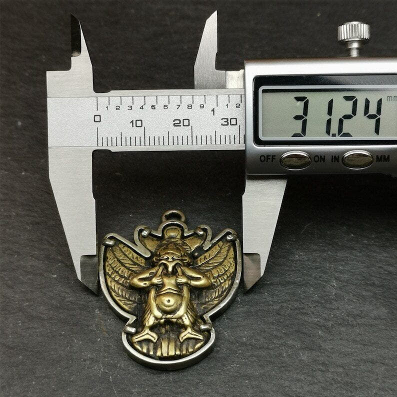 Garuda Pendant,Inlaid Copper Vajra Shell,1.57" - Tibetan Buddhist vajra, view 9