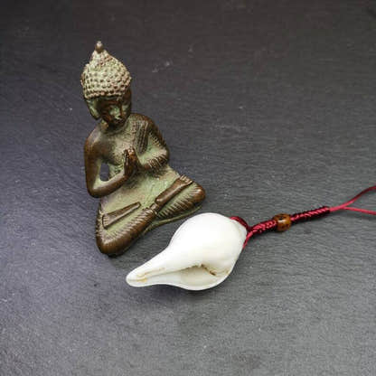 White Conch Shankha 2.36" - Tibetan Buddhist art, close-up detail
