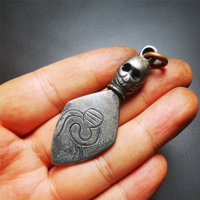 Gandhanra Vintage Skull Sitavana Phurba Amulet,Kila,Kilaka Pendant - Tibetan Buddhist amulet, view 8