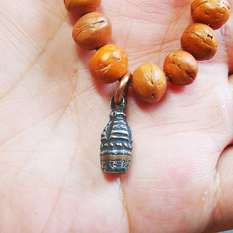 Mala Pendant,Mini Stupa Amulet for Prayer Beads,Bag Hanging,0.75"×0.47"