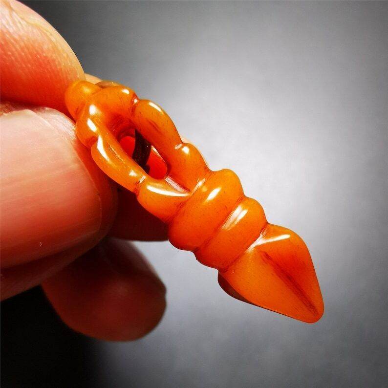 Yak Bone Amulet Vajra Kila Dorje Phurba - Tibetan Buddhist amulet, view 5