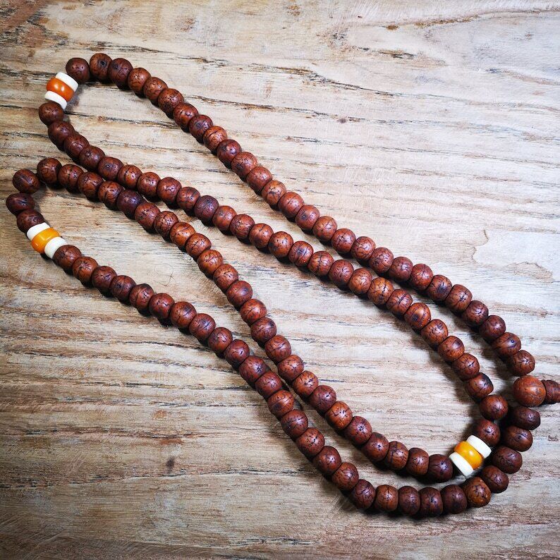 Old 108 Bodhi Beads Mala,13mm Prayer Beads for Meditation,49" Length