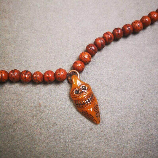 Amulet,Skull Vajra Kila Dorje Phurba Pendant - Tibetan Buddhist amulet, front view