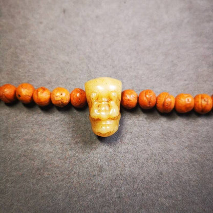 Gandhanra Bone Carved Mala Accessories,Guru Bead, T-drilled 3-Hole Bead for Prayer Bead