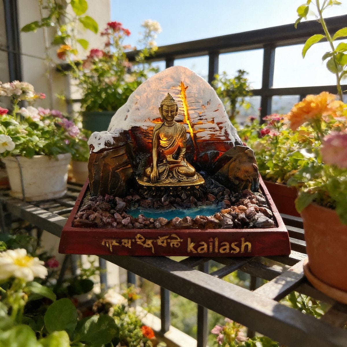 Mount Kailash Miniature Tibetan Home Decor & Spiritual Souvenir - Tibetan Buddhist art, close-up detail