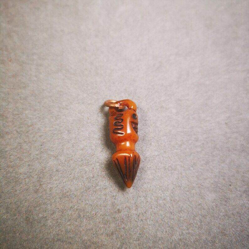 Yak Bone Carved Skull Phurba Amulet, Ritual Implement Pendant - Tibetan Buddhist amulet, view 7