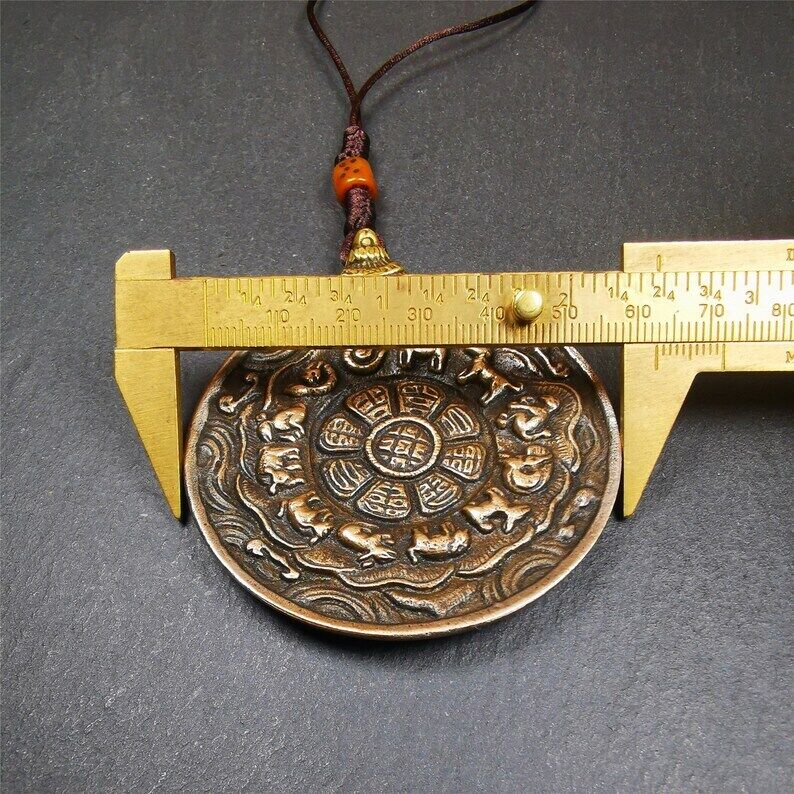 Amulet,Melong Mirror, SIPAHO(srid pa ho),Jiugong Bagua Badge,made of Lima Brass