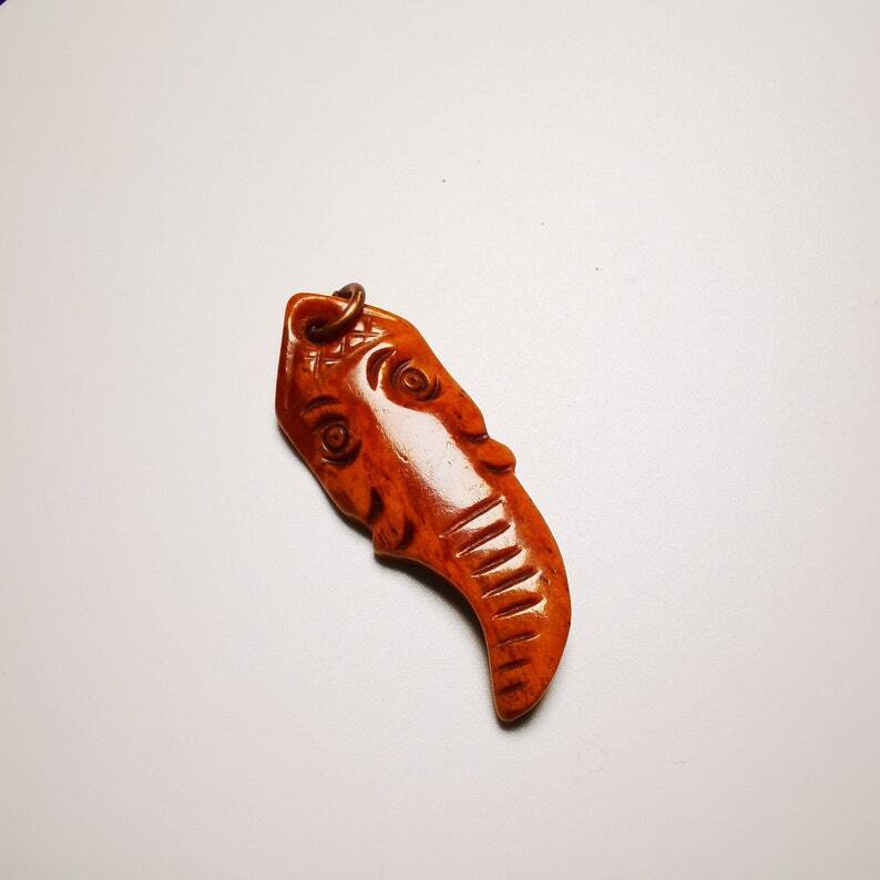 Yak Bone Carved Ganesha (Elephant God) Amulet Pendant