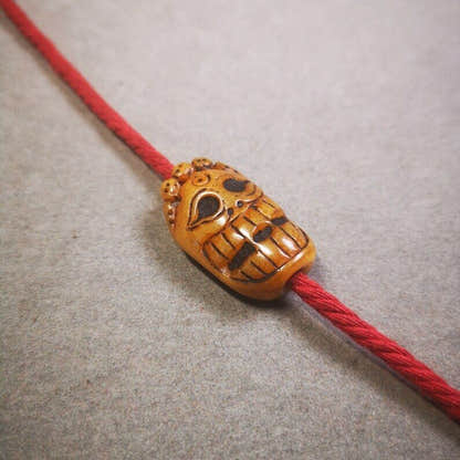 Yak Bone Carved Mahakala Amulet for Mala,Necklace Pendant,1.18" - Tibetan Buddhist mala beads, size reference