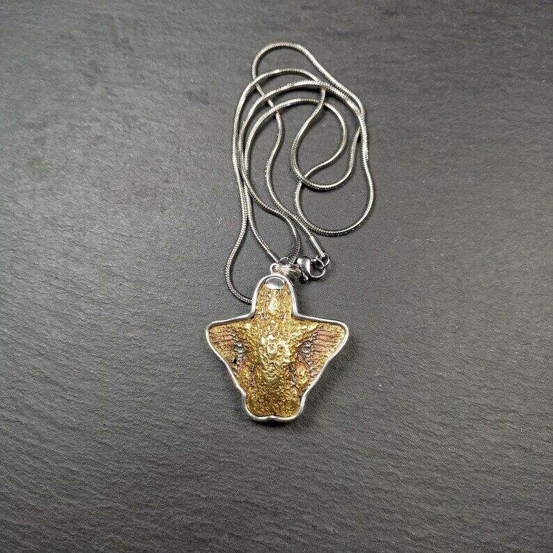 Amulet,Garuda,Golden-winged Bird Pendant,1.6 inches - Tibetan Buddhist amulet, view 4