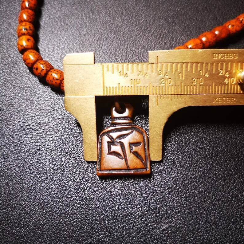 Yak Bone Carved Letter Prayer Bead Pendant - Tibetan Buddhist art, view 5