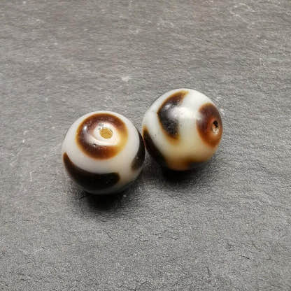 Tibetan Round Dzi Bead,Spacer Marker Beads for Mala,Necklace,0.47" - Tibetan Buddhist mala beads, view 7