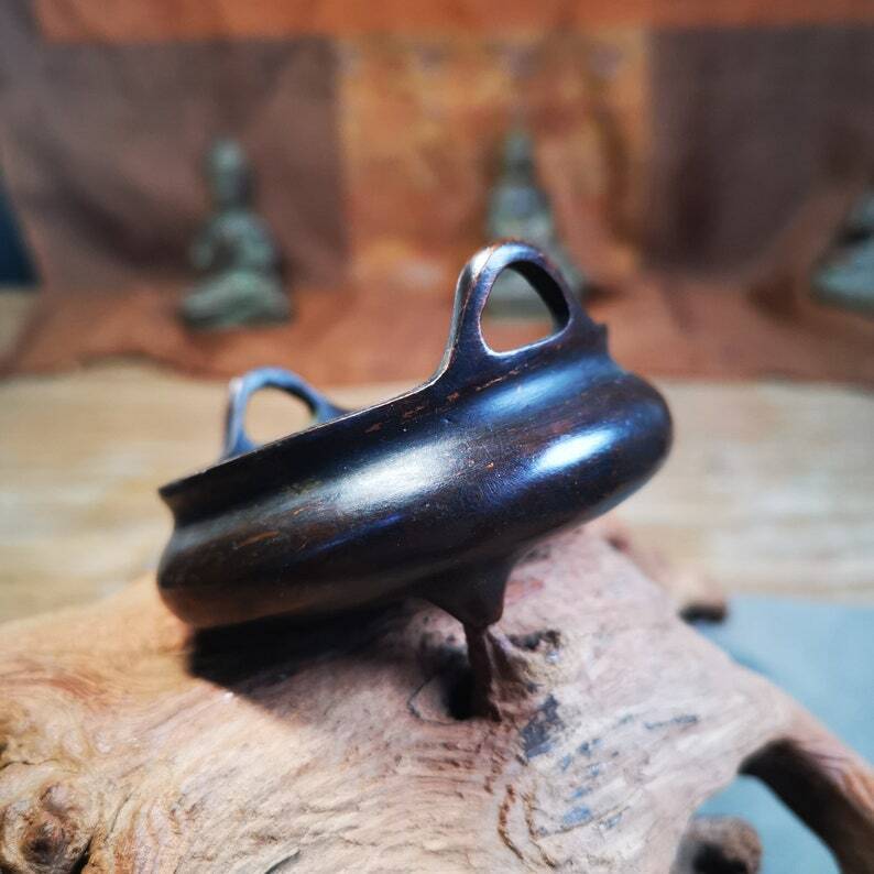 Censer,Amphora Incense Burner 1.18" - Tibetan Buddhist art, detailed view