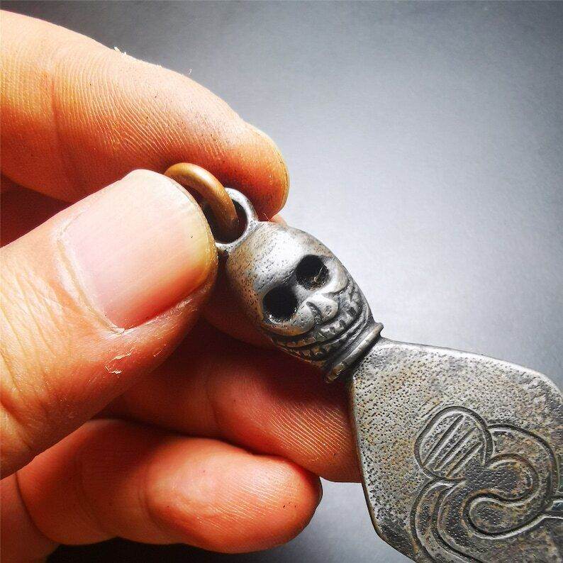 Gandhanra Vintage Skull Sitavana Phurba Amulet,Kila,Kilaka Pendant - Tibetan Buddhist amulet, view 6
