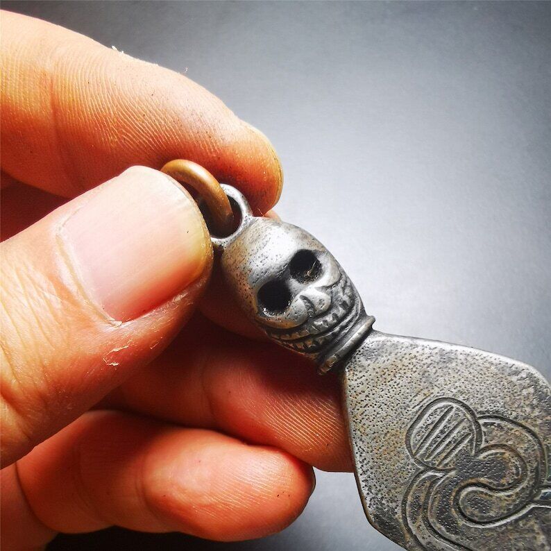 Gandhanra Vintage Skull Sitavana Phurba Amulet,Kila,Kilaka Pendant