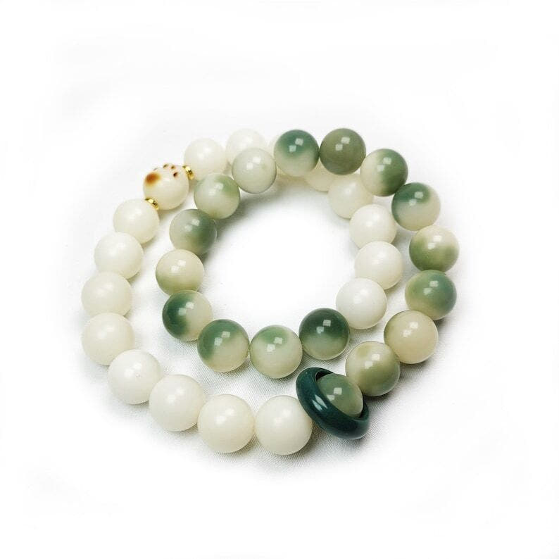 Wrist Mala, Bracelet Prayer Bead 16" Length - Tibetan Buddhist mala beads, front view