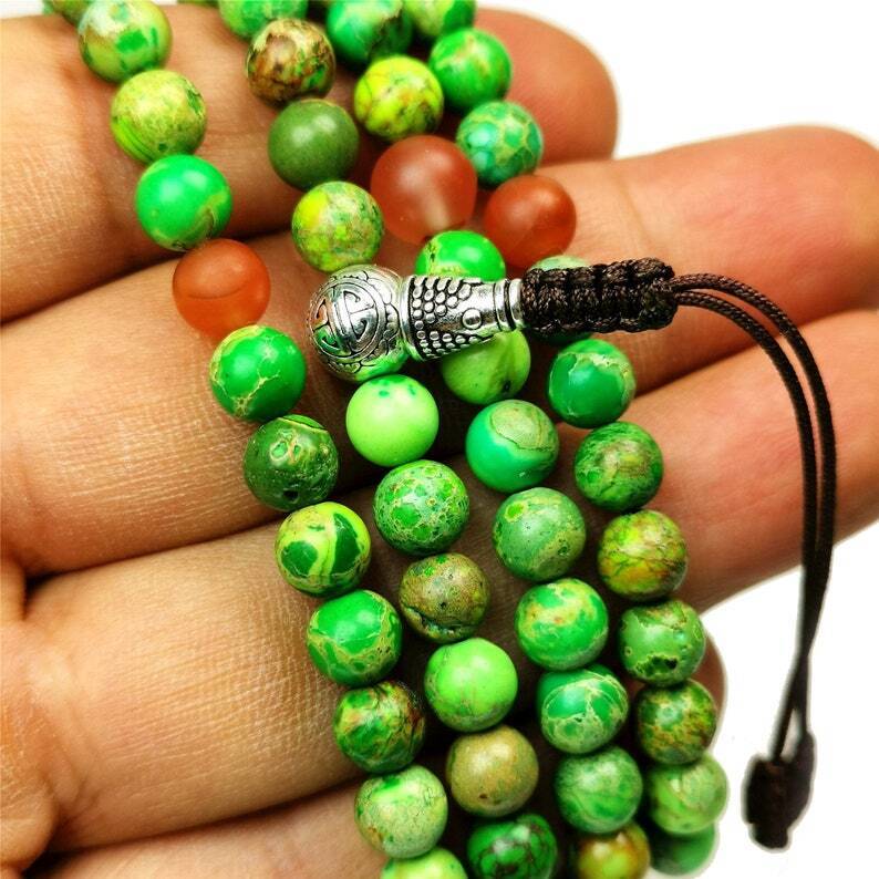 Gandhanra Tibetan Siliceous Rock Beads Mala,6mm Prayer Beads for Women,27.6"