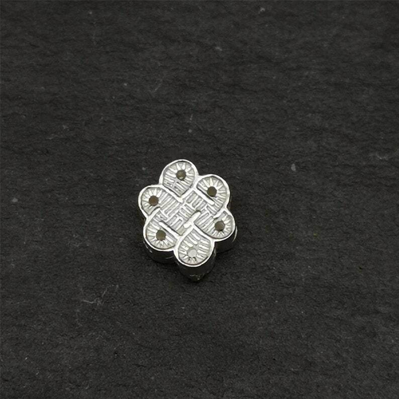Mala Bead Pendant,Sterling Silver Lucky Knot Bead,Endless Knot - Tibetan Buddhist mala beads, view 6