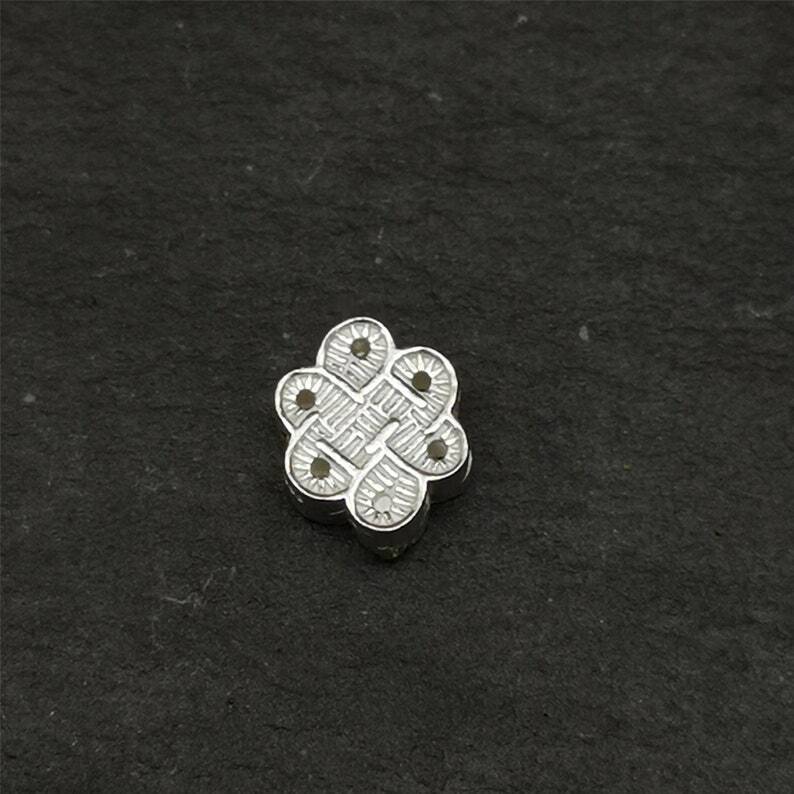 Mala Bead Pendant,Sterling Silver Lucky Knot Bead,Endless Knot