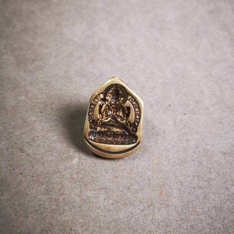 Statue Tsa Tsa Mold Amulet,Chenrezig,Copper Mould - Tibetan tsa tsa mold, view 4