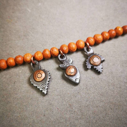 Mala Amulet,Mani Jewel Pendant,1.0" - Tibetan Buddhist mala beads, front view