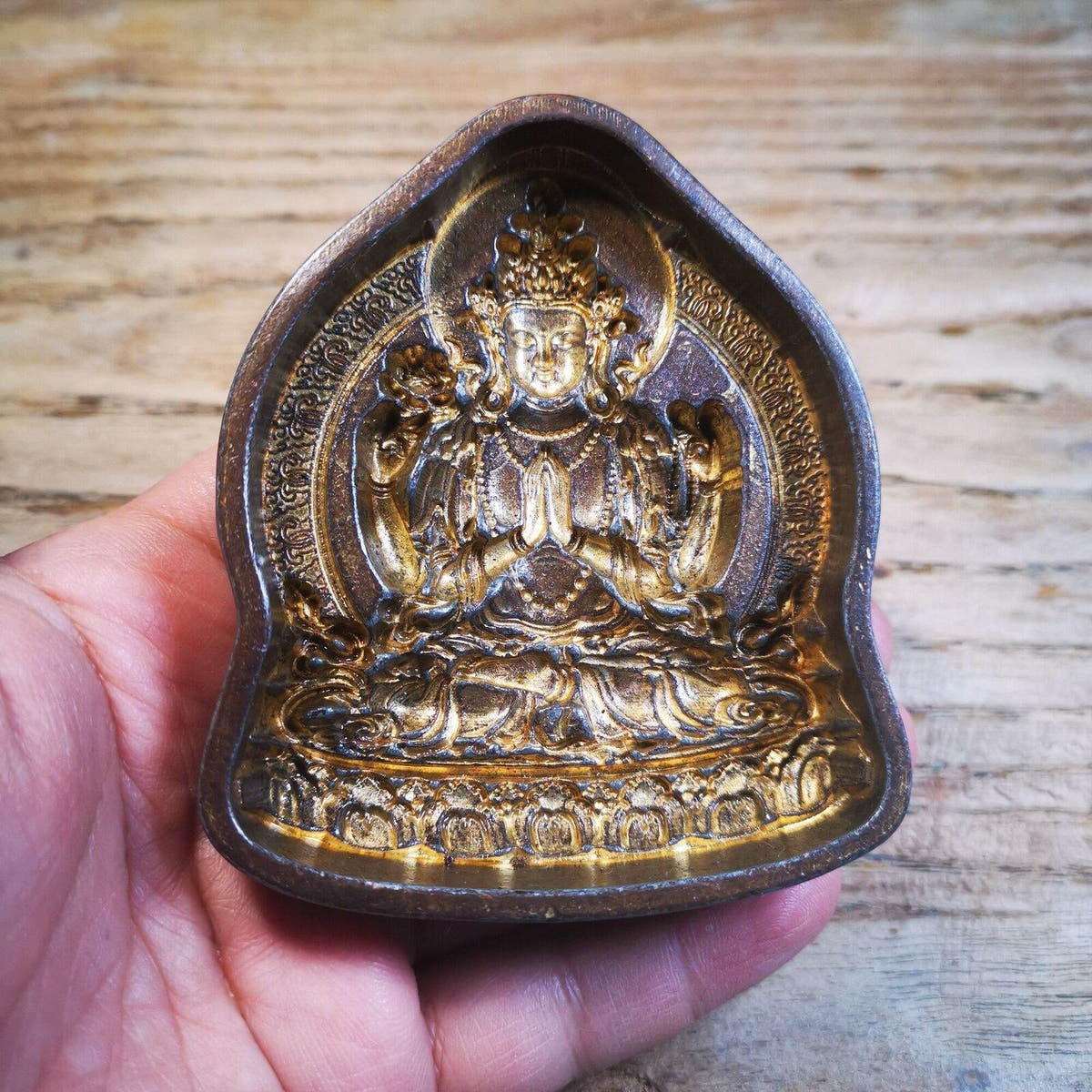 Tsa-Tsa Mold Chenrezig,Four Armed Padmapani - Tibetan tsa tsa mold, view 9