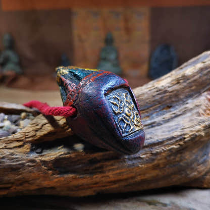 Niang La Tsa Tsa Statue Amulet,Stupa Pendant,2.52" - Tibetan Buddhist amulet, detailed view