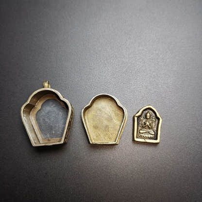 Amulet Pendant,Gau Ghau Shrine, 1.1" - Tibetan Buddhist amulet, view 5
