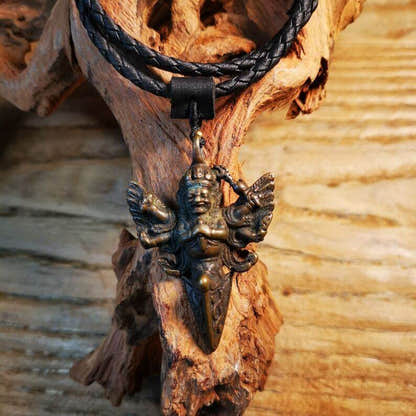 Amulet Pendant,Mahakala Phurba - Tibetan Buddhist amulet, front view