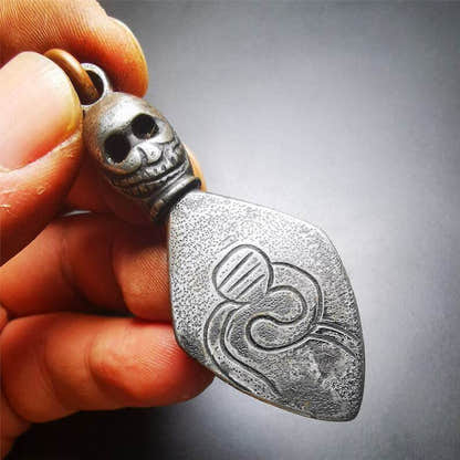 Gandhanra Vintage Skull Sitavana Phurba Amulet,Kila,Kilaka Pendant - Tibetan Buddhist amulet, view 5