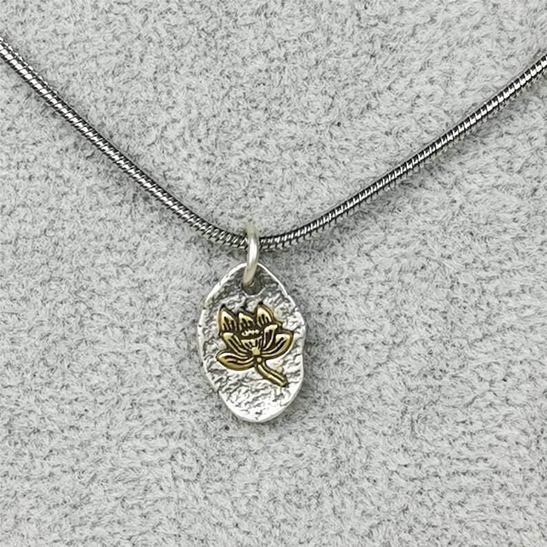 Lucky Charm, Unique Buddhism Lotus,Silver Pendant Amulet - Tibetan Buddhist amulet, view 5