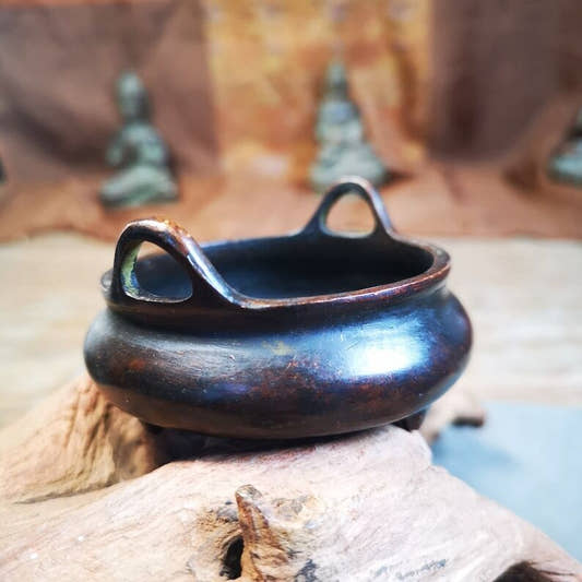Censer,Amphora Incense Burner 1.18" - Tibetan Buddhist art, front view