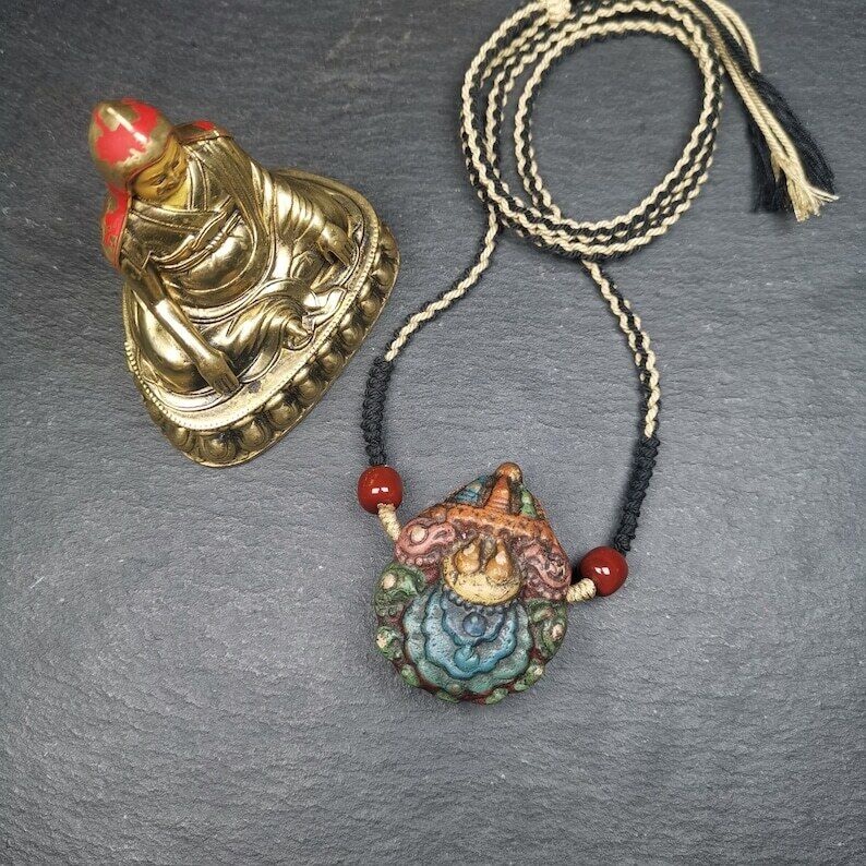 Stupa Tsa Tsa Amulet, Scorpion Guru of Padmasambhava, Scorpion Terma Pendant