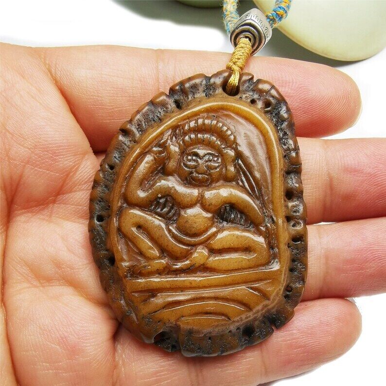 Yak Bone Carved Amulet, 2.28"×1.73"