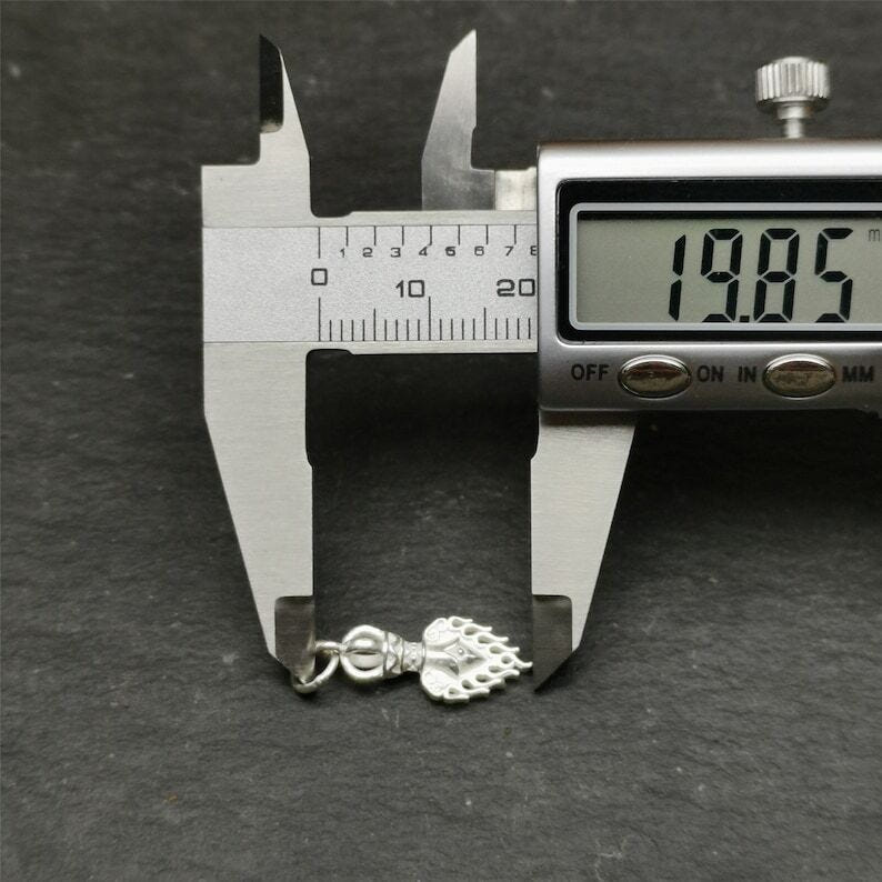 Amulet,Fire Vajra Sword of Manjushri,Sterling Silver,0.8 - Tibetan Buddhist amulet, view 9