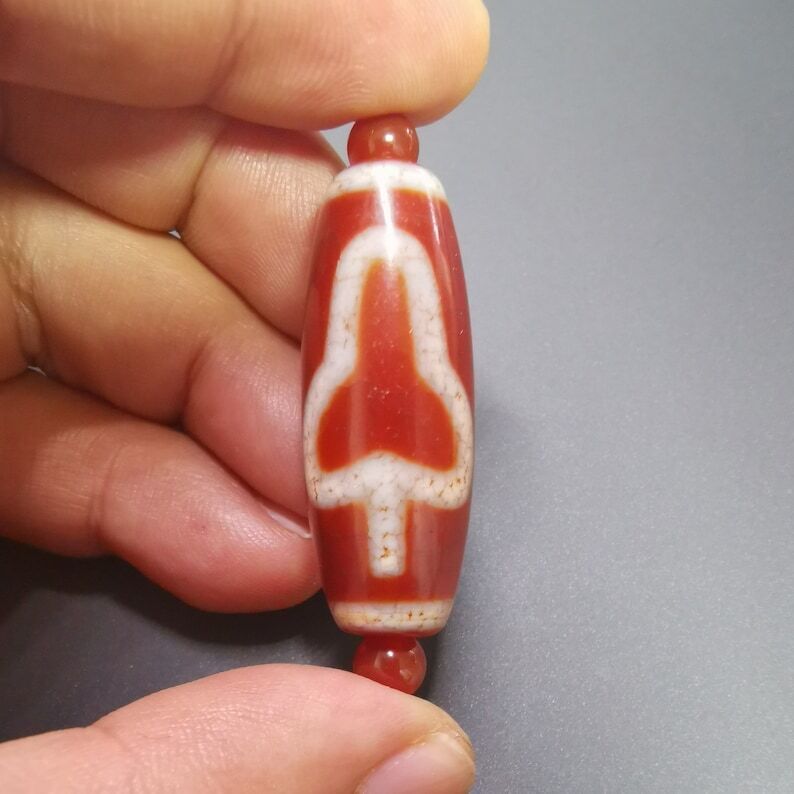 Fire Agate Bodhi Dzi Bead Gandhanra-ART