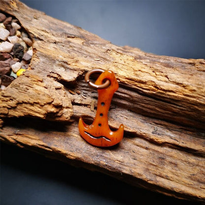 Yak Bone Carved Amulet,Anchor Pendant