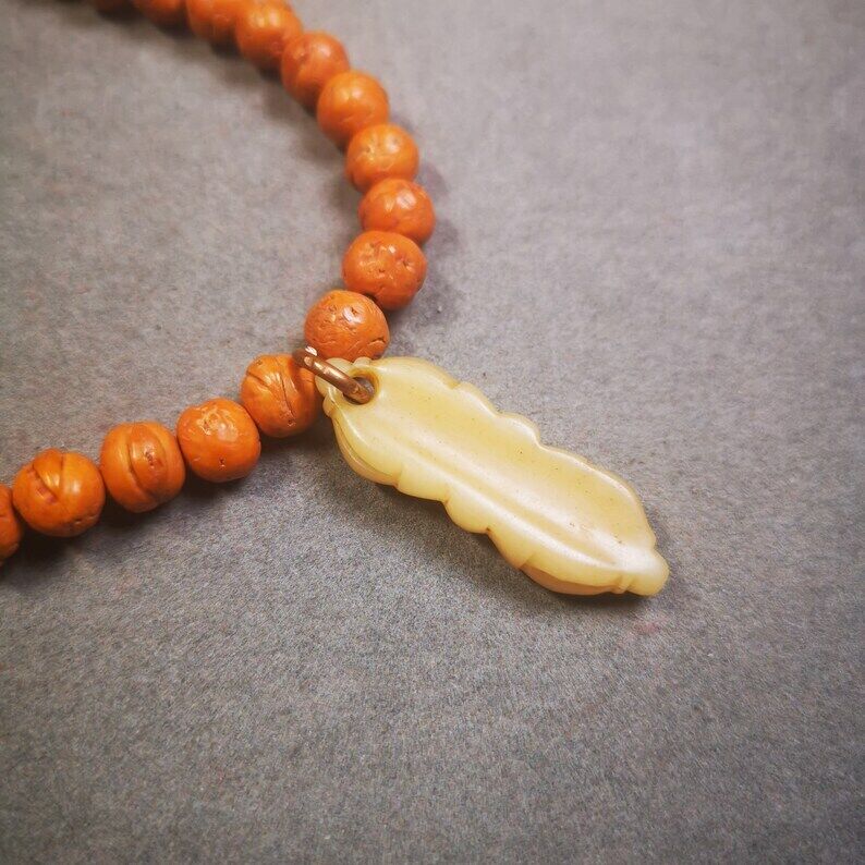 Yak Bone Amulet,Vajra Pendant for Mala,Prayer Beads